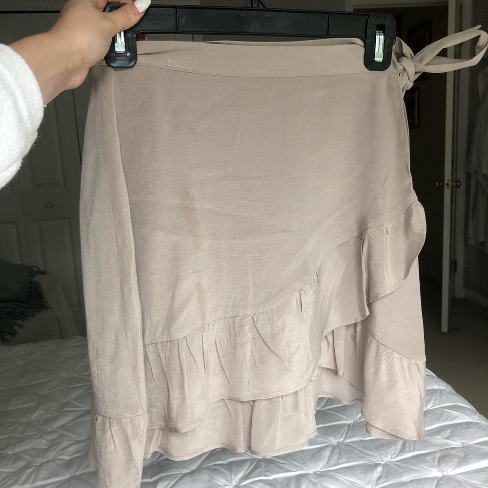 Aritzia Taupe Wrap Skirt